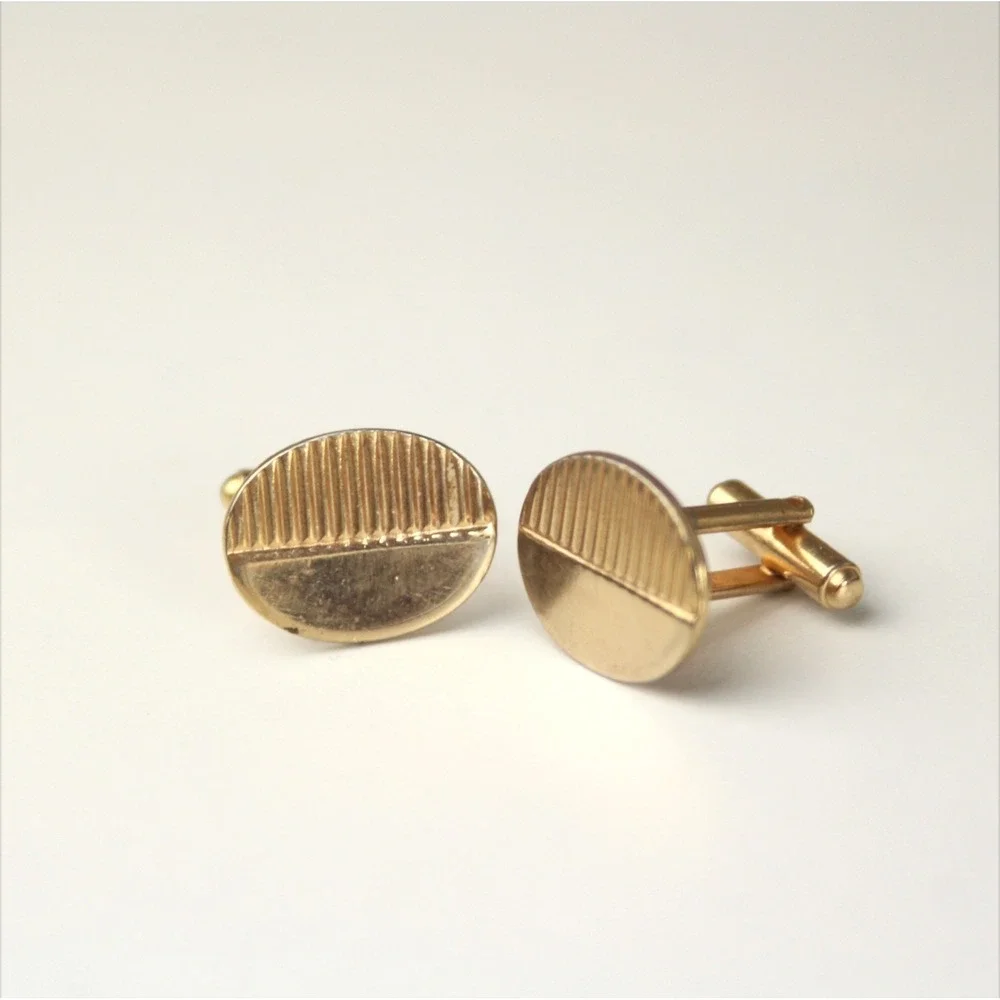 Vintage Men's‎ Gold Tone Rectangle Cufflinks Formal Shirt Accessories